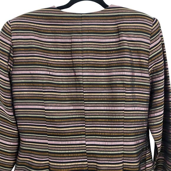 Vintage JS Collections Formal Blazer Set 10 Mauve Metallic Striped Satin Shell - Picture 14 of 17